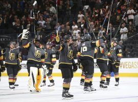 The Vegas Golden Knights acknowledge the crowd at T-Mobile Arena during their successful season so far where they have won 32 games and defied odds makers. (Image: Las Vegas Review Journal)