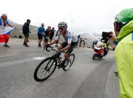 Egan Bernal (Team Ineos) opened up a two-minute lead over previous leader Julian Alaphilippe before Tour de France Stage 19 got called due to an ice storm. (Image: Getty)