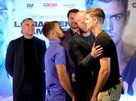 Vasiliy Lomachenko (left) will look to continue unifying the lightweight world championship when he fights Luke Campbell (right) on Saturday.  (Image: Aaron Chown/PA/Getty)