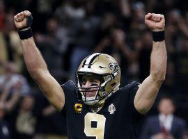 Saints QB Drew Brees celebrates throwing his 540th career touchdown to pass Peyton Manning for the NFL record against the Indianapolis Colts at the Superdome in New Orleans. (Image: Jonathan Bachman/Getty)