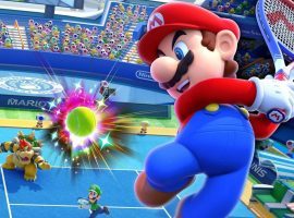 Eight teams of professional tennis stars and celebrity partners will compete in a Mario Tennis Aces tournament for charity this Sunday. (Image: Nintendo)