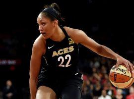 Aâ€™ja Wilson, former #1 pick, with the Las Vegas Aces during a 2019 game at T-Mobile Arena in Las Vegas. (Image: David Becker/Getty)