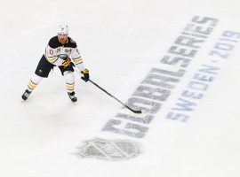 Marcus Johansson of the Buffalo Sabres plays in an NHL Global Series game in Stockholm, Sweden in November 2019. (Image: Dave Sandford/NHLI/Getty)