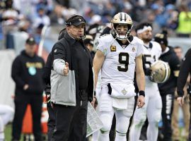 New Orleans Saints coach Sean Payton and QB Drew Brees on the sideline of a 2019 game. (Image: Wesley Hitt/Getty)