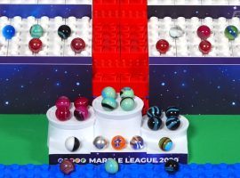 The medal ceremony for Marble League 2020 E1 at the Andromedome in Polaria. (Image: YouTube)