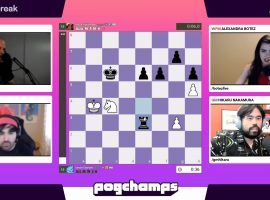 Voyboy defeated Hutch in a thrilling final to win the championship bracket of the Pogchamps chess tournament. (Image: Chess.com/Twitch)