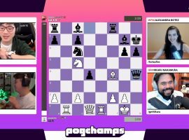 Pogchamps has reached its knockout stages, with the top eight players heading to the championship bracket beginning on Monday. (Image: Chess.com/Twitch)