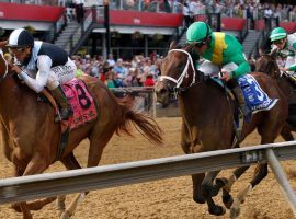 Point of Honor (left) showed off her closing skills in the Black Eyed Susan last year. She is the 2/1 second-favorite in Saturday's Grade 1 Ogden Phipps at Belmont Park. (Image: Lauren Helber/AP Photo)