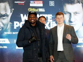 Dillian Whyte (left) will take on Alexander Povetkin (right) in a top 10 heavyweight boxing matchup on Saturday. (Image: Martin Rickett/PA/Getty)