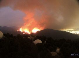 Smoke and flames from the Bobcat Fire forced the evacuation of 305 homes near Santa Anita Park. THe track pushed back its 2020 fall meet opener due to the poor air quality and ensuing flames. (Image: County of Los Angeles Fire Department)