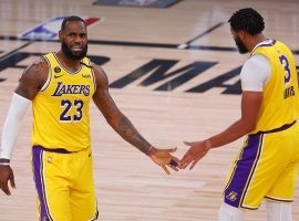 The LA Lakers dynamic duo of LeBron James and Anthony Davis are 1/2 odds to win the NBA championship. (Image: Mike Ehrmann/USA Today Sports)