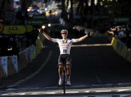 Soren Kragh Andersen (Team Sunweb) won an unopposed sprint finish at Stage 13 in Lyon. (Image: AP)