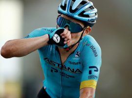 Miguel Angel Lopez (Astana) arrives at the finish line in Stage 17 of the Tour de France. (Image: AP)