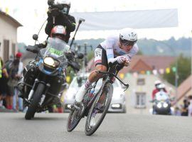 Tadej Pogacar rides to a third stage win during a time trial at Stage 20 to seize the overall yellow jersey in the 2020 Tour de France. (Image: Thibault Camus/AP)