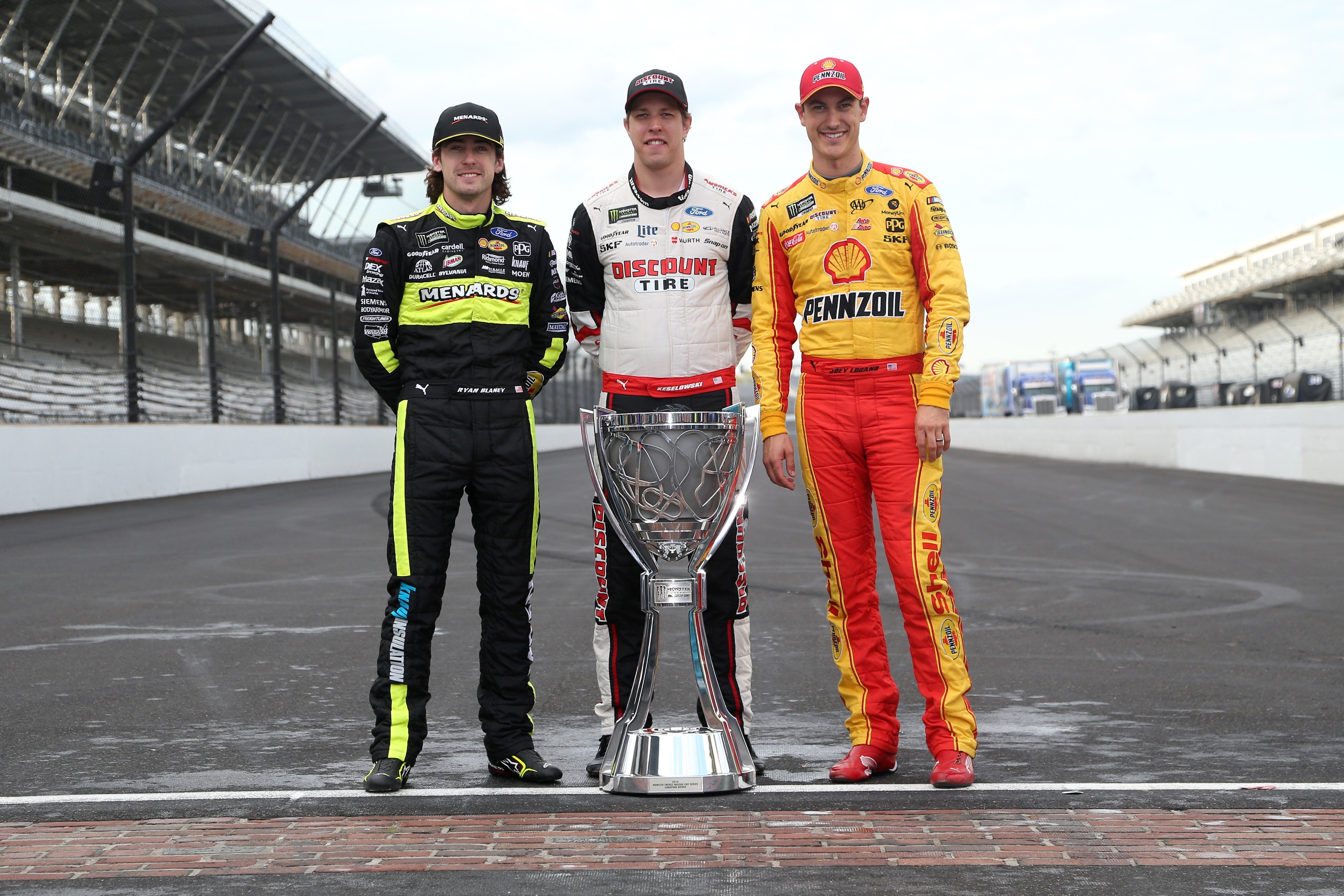 Team Penske drivers Ryan Blaney, Brad Keselowski and Joey Logano Talladega Superspeedway