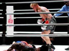 Jake Paul scored a vicious knockout of Nate Robinson in the second round of their Saturday fight on the Mike Tyson vs. Roy Jones Jr. undercard. (Image: Joe Scarnici/Getty/Triller)