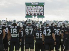 Members of the Marshall football team had one of the more touching highlights in College Football Week 11 when they paid tribute to the players killed in a 1970 plane crash. (Image: Herald-Dispatch)