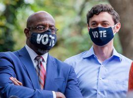 Oddsmakers believe Democratic candidates Raphael Warnock (left) and Jon Ossoff (right) are making gains in their Georgia Senate runoff races. (Image: Erik S. Lesser/EPA)