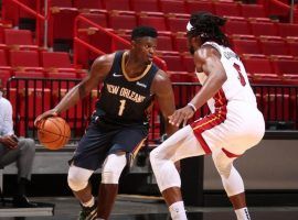 Zion Williamson dominated the Miami Heat in his preseason debut with the New Orleans Pelicans. (Image: Jasen Vinlove/USA Today Sports)