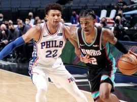 Ja Morant of the Memphis Grizzlies, seen here blowing by Matisse Thybulle of the Philadelphia 76ers, returned from an ankle injury. (Image: Getty)