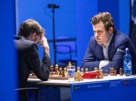 Magnus Carlsen broke through for his first win since Round 1 at the Tata Steel Masters on Tuesday, a victory that keeps his faint hopes of a title alive. (Image: Jurriaan Hoefsmit/Tata Steel Chess Tournament 2021)