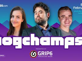 Pogchamps 3 begins on Sunday, Feb. 14, with a mix of Twitch streamers and mainstream celebrities battling for a $100,000 prize pool. (Image: Chess.com/Twitter)