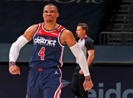 Russell Westbrook of the Washington Wizards elevates for a dunk against the Indiana Pacers in a game in which he notched a league-leading 16th triple-double. (Image: Frank Franklin/USA Today Sports)