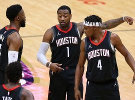 John Wall and Danuel House, Jr. of the Houston Rockets during the team's current 20-game losing streak and longest in franchise history, and longest in the NBA this season. (Image: Getty)