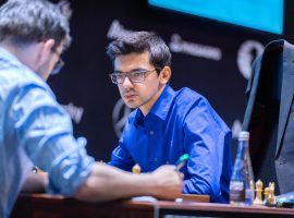 Anish Giri scored a critical win over Ding Liren to move within a half-point of Ian Nepomniachtchi at the FIDE Candidates Tournament. (Image: Lennart Ootes/FIDE)