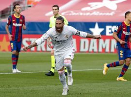 Sergio Ramos celebrates scoring a goal for Real Madrid against bitter rivals FC Barcelona. (Image: Twitter / @RealMadrid)