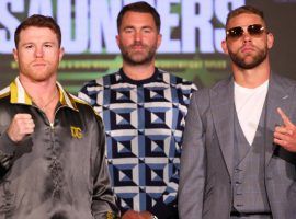 Canelo Alvarez (left) will take on Billy Joe Saunders (right) in a super middleweight title unification match on Saturday night. (Image: Ed Mulholland/Matchroom Boxing)