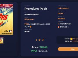 Sports NFTs are broadly dropping in price, but some products â€“ like Topps MLB Premium Packs â€“ are managing to hold their ground rather well. (Image: AtomicHub)