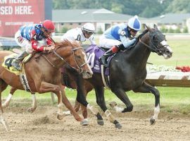 Masqueparade (10) held off King Fury to win the Grade 3 Ohio Derby in June. Can the talented, but untested colt, make the next leap in the Grade 2 Jim Dandy Stakes? (Image: JJ Zamaiko Photography)