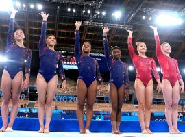 Team USA remains the favorite to win gold in the womenâ€™s gymnastics team all-around competition despite a shaky performance in the qualifying round. (Image: Natacha Pisarenko/AP)