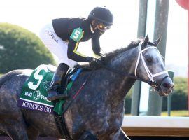 Leave Knicks Go and Joel Rosario along and they wire the field, as they did in last year's Breeders' Cup Dirt Mile. The 5-year-old is the 6/5 favorite to beat a small but deep field in Saturday's Grade 1 Whitney at Saratoga. (Image: Coady Photography)