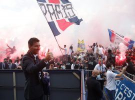 Messi had a warm welcome from the PSG ultra fans. (Image: Twitter/PSGinside)