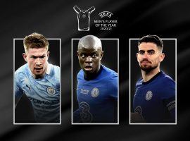 De Bruyne, Kante, and Jorginho are in the run for UEFA's Men's Player of the Year Award. (Image: uefa.com)