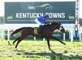 Joel Rosario and Pixelate won Monday's Mint Million at Kentucky Downs. That was one of 13 victories for Rosario this week, breaking the previous meet record of 12. (Image: Coady Photography)