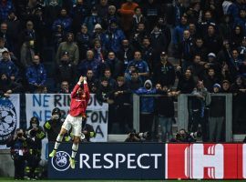 Cristiano Ronaldo celebrates after scoring against Atalanta in the Champions League. (Image: Twitter/Squawka)