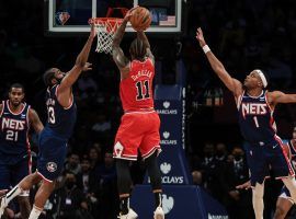 Chicago Bulls forward DeMar DeRozan pulls up for a jump shot against the Brooklyn Nets at Barclay's Center. (Image: James Murphy/Getty)