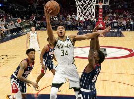 Giannis 'Greek Freak' Antetokounmpo from the Milwaukee Bucks drives to the hoop against the Houston Rockets last weekend at the Toyota Center. (Image: Getty)