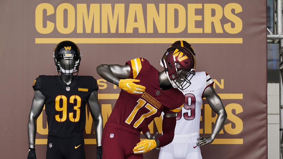 Washington Commanders new nickname team name uniforms logo NFL