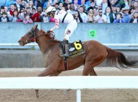 Rated R Superstar, seen here winning the Grade 3 Essex Stakes, is one of three millionaires in the Grade 2 Oaklawn Handicap field. He is 5/1 on the morning line in a deep, eight-horse field. (Image: Coady Photography)