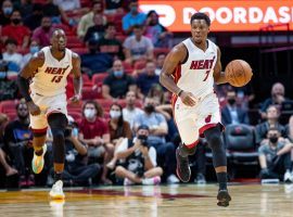 Â Kyle Lowry from the Miami Heat will miss Game 1 after suffering a hamstring injury in the first round of the playoffs. (Image: Kenny Forbin/Getty)