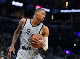 San Antonio Spurs point guard Dejounte Murray snags a rebound last season. (Image: Getty)