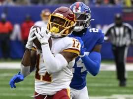 Wide receiver Terry McLaurin snags a catch for the Washington Commanders against the New York Giants in 2021. (Image: Getty)