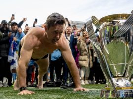 Deila kept his promise to strip off his clothes to celebrate NYCFC winning their first MLS Cup title last year. (Image: mlssoccer.com)