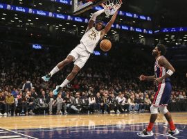 Buddy Hield from the Indiana Pacers throws down a dunk against the Brooklyn Nets. (Image: Wendell Cruz/USA Today Sports)