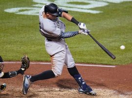 NY Yankees slugger Aaron Judge connects on his 30th home run last night against the Pittsburgh Pirates in PNC Park. (Image: Gene J Puskar/AP)