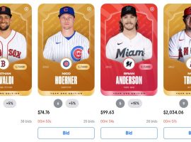 Sorare MLB officially launched on Tuesday, with auctions for NFTs of players like Mike Trout attracting fierce bidding wars. (Image: Ed Scimia/nrxhb.shop)